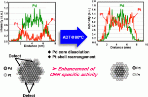 Enhancement of Oxygen Reduction Reaction Activity of Pd core-Pt Shell Structured Catalyst on a Potential Cycling Accelerated Durability Test