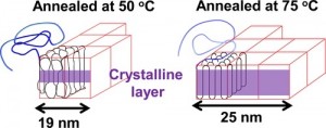 Lateral growth of 1D core-crystalline micelles upon annealing in solution
